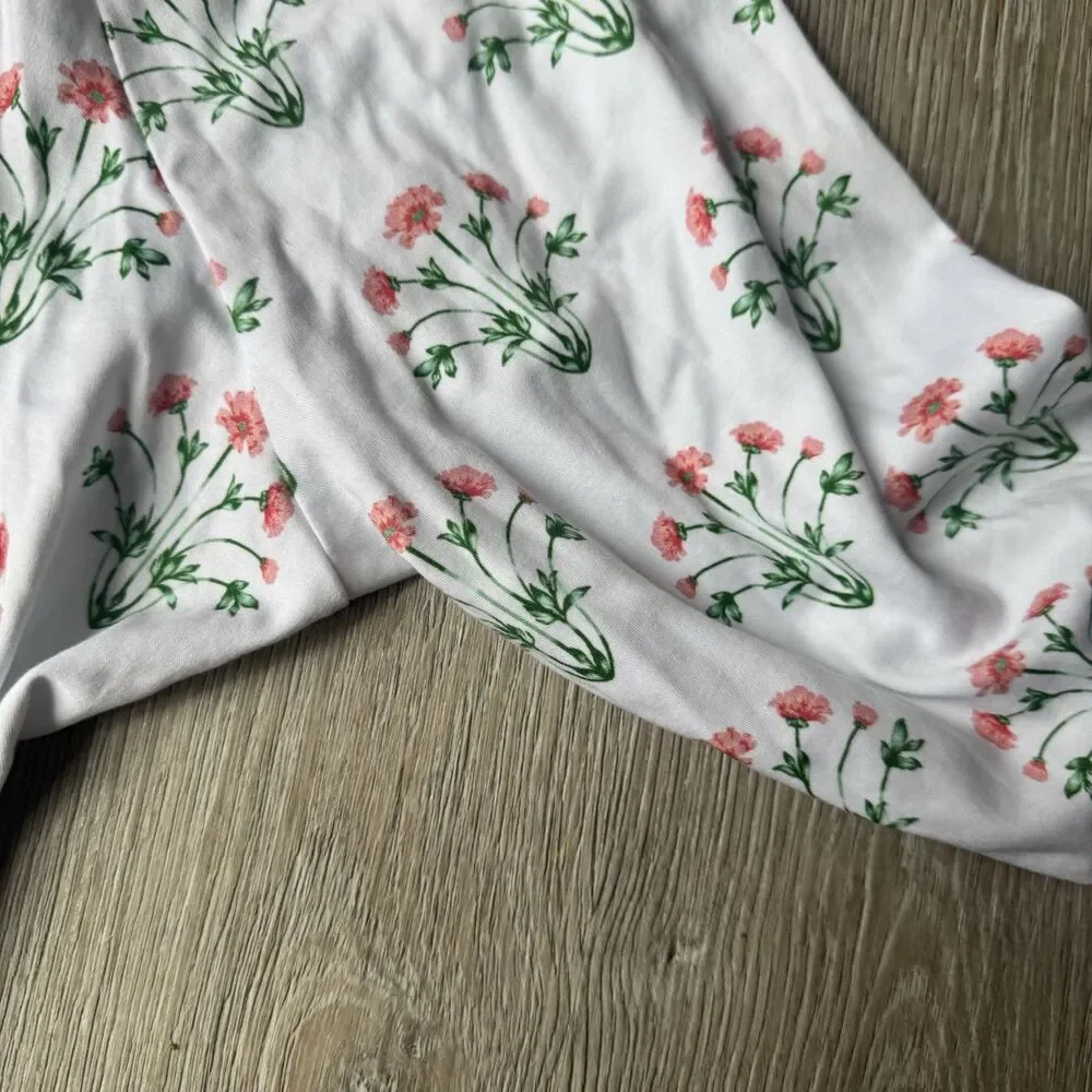 NWOT Lake Pajamas Pima Cotton Wrap Robe Floral Pink and Green XXL - Picture 8 of 10